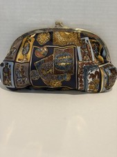 Vintage Satin Clutch With Kiss Lock Closure Made In Italy
