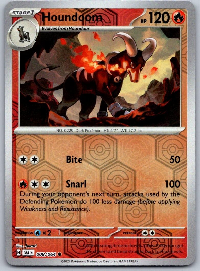 Houndoom 008/064 Common Shrouded Fable Pokemon Reverse Holo Near Mint