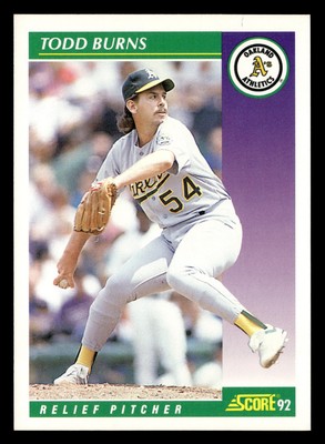 Todd Burns 1992 Score #341 Oakland Athletics Baseball *201