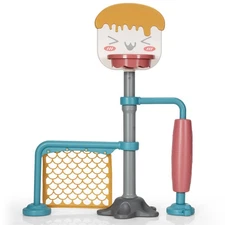 Babyjoy 3-in-1 Basketball Stand Set w/ Soccer & Roller Adjustable Height