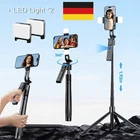 1.92M Bluetooth Selfie Stick Stativ mit Fernbedienung 2 Licht für iPhone&Android