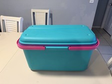 Vintage Eagle Craftstor Sewing Craft Storage Organizer Tote Bin Teal Purple Pink