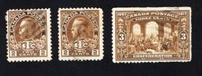 Canada 1916 set of 3 stamps SG# 239-244 used CV=5.6$
