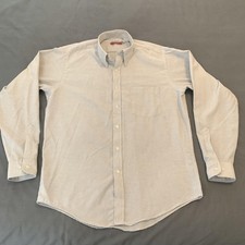Manhattan Shirt Mens 16 34-35 Light Gray Button Down Long Sleeve Pocket Classic