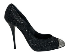 Giuseppe Zanotti Black Silver Glitter Stiletto Pumps 39.5 Heels