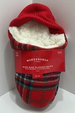 Wondershop Slipper Socks High Rise S/M Red Tartan Plaid Fall Cold Weather Bootie