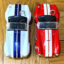 2x KINSMART 1965 SHELBY COBRA 427 S/C 1/32 DIECAST RED & WHITE PULL BACK