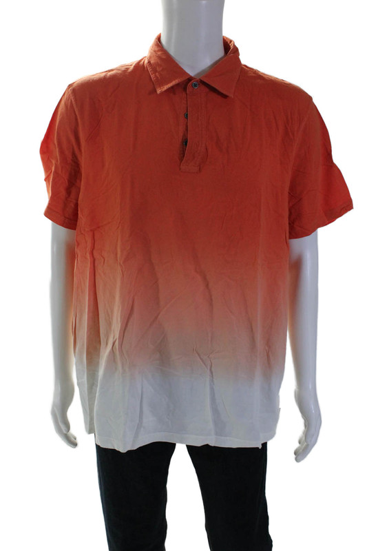 Michael Kors Mens Cotton Short Sleeve Button Ombre Polo T-shirt Orange Size XXL