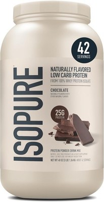 Nature's Best Isopure Whey Protein Isolate w/ Stevia 25g Natural Chocolate 3lb