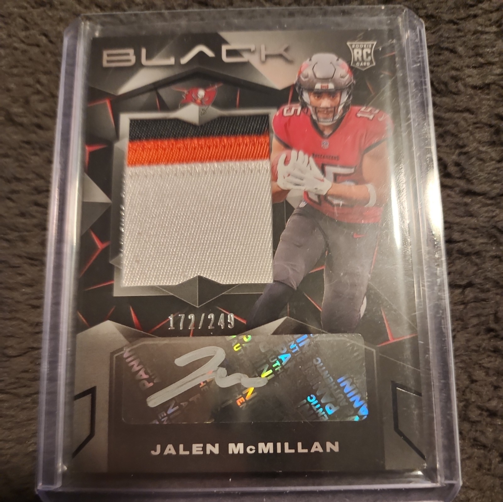 2024 Panini Black Jalen McMillan RPA 172 /249 Buccaneers 4 Color Patch RC Auto