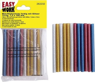 EASY WORK  KLEBESTICKS FARBIG MIT GLITZER, 24-TLG.  17,2 X 100 MM