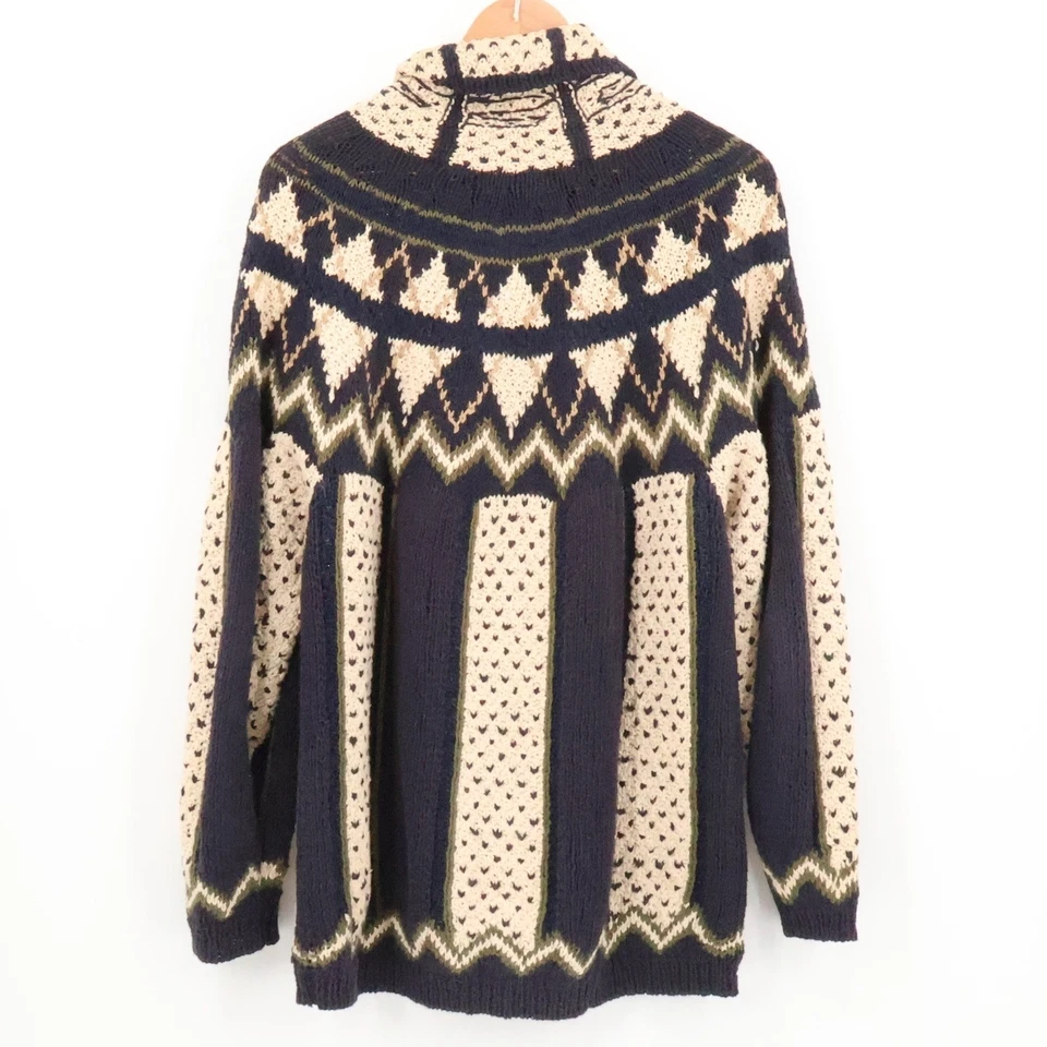 Suéter De Colección Jeanne Pierre Tejido a Mano Isla Justa Capucha Cuello Nórdico Talla M Foto 2 de 4