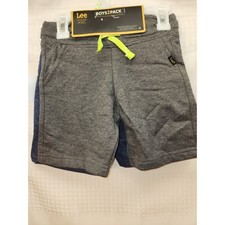 LEE Shorts Size 4 Boys 2 Pack Pull On Comfy Drawstring Blue Gray School Everyday