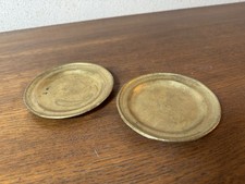 2x kleine Messing Untersetzer Ø 10,5 cm – Vintage Kerzenteller / Deko