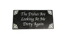 NEW wood sign home decor novelty hanging dishes looking at me dirty