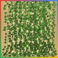 12 Pack 86Ft Fake Ivy Vines With LED String Lights Greenery Garland Decor