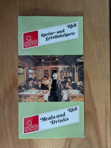 Rhaetian Railway (RhB) Meals and Drinks Menu, 1988