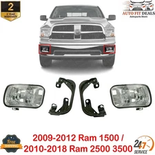 Front Fog Lights with Brackets For 2009-2012 Ram 1500 / 2010-2018 Ram 2500 3500