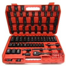 1/2" Drive Deep & Shallow Impact Socket Adaptor Reducer 65pc Set SAE & Metric 