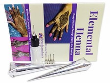 FUN EASY Henna Tattoo Kit: 2 Ready Mixed Paste Cones Applicator Bottle  Designs
