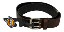 Dickies Men's Regular Leather Double Prong Brown Belt (Waist: 34) 