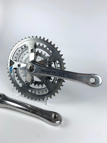 Vintage Sugino VP guarnitura 170 mm corone cicloidi 48/38/28 triplo argento 110 BCD - Foto 3 di 16