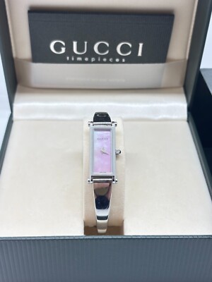 Exc+5 w/Box ] GUCCI 1500L Vintage Watch Silver Pink Dial Used