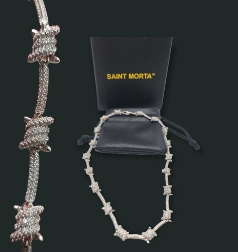 Saint Morta Necklace Iced Gold, Size 18, BARBED wire ICED-18 - Picture 1 of 10