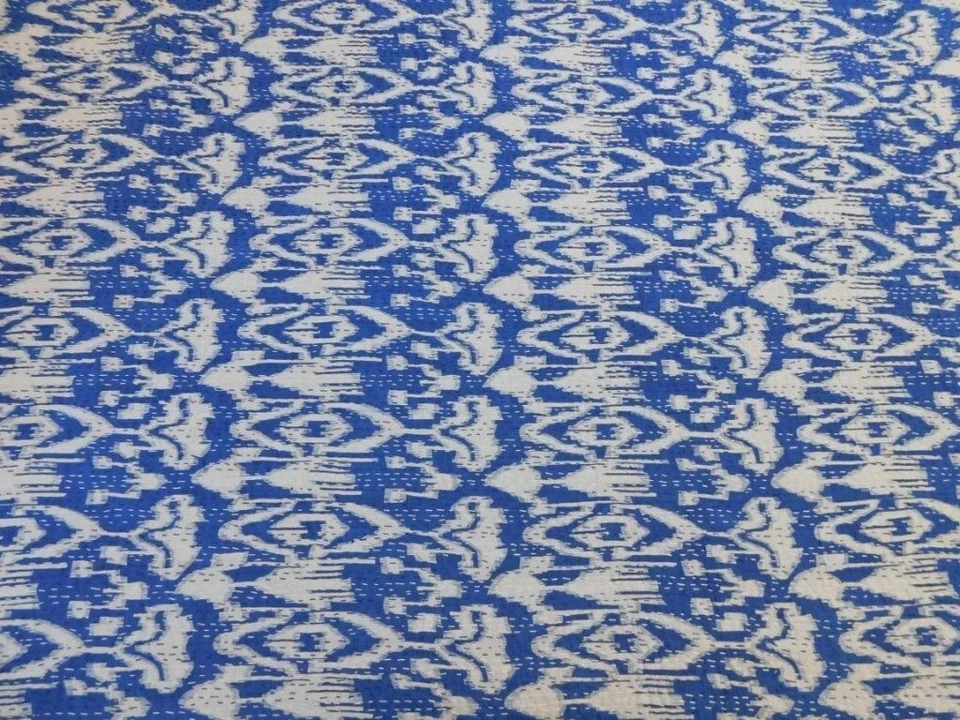 Colcha de algodão indiano Kantha corredor cama cobertor Ikat king boho colcha jogar - Imagem 3 de 4