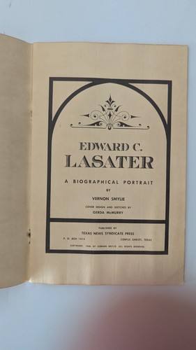 Edward C. Lasater: Ein biographisches Porträt von Vernon Smylie SELTENES BUCH 1968 - Bild 2 von 3