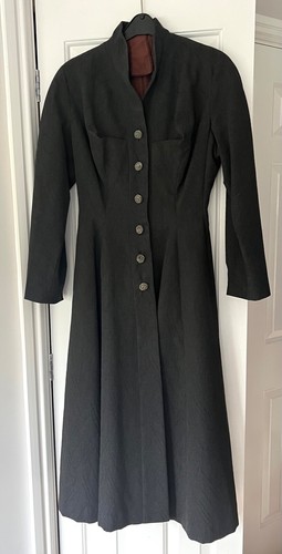Vintage 1940s Dellbury Model grey button ladies long pure Worsted coat - Picture 6 of 12