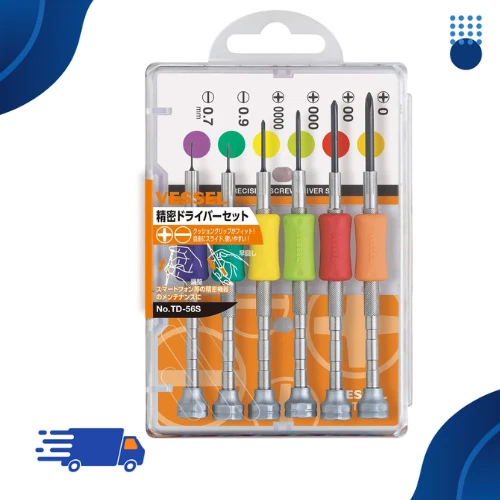 VESSEL JIS Precision Screwdriver Set 6 Pce Kit Made in Japan +000 +0000 TD-56S S