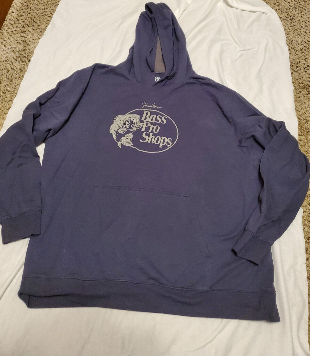 Bass Pro Shops Hoodie Mens XL Navy Blue Sweatshirt Johnny Morris Pullover