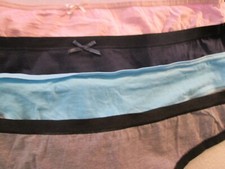 New 4 Ladies Thongs Cotton Panties  Size XL  Gray, Blue, Navy Blue, Pink  