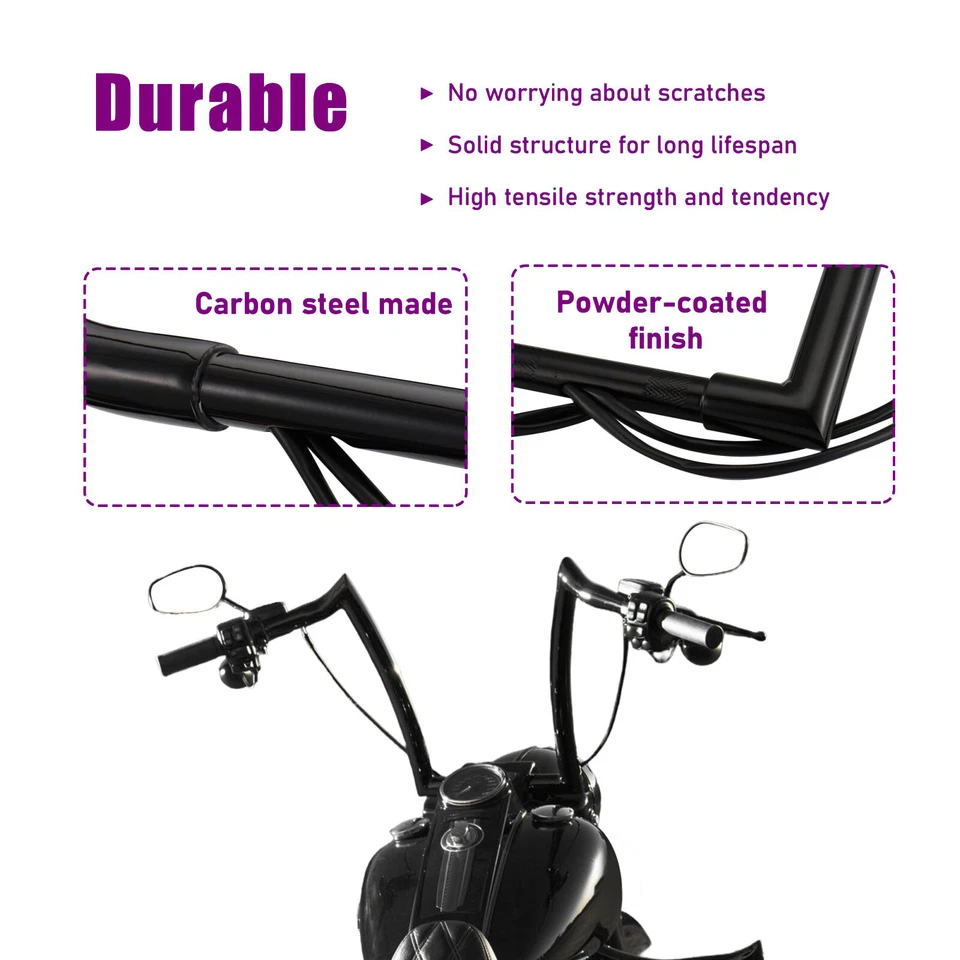 Manillar Harley 14 pulgadas precableado para Softail Dyna Road King Sportster 1996-2006 Foto 3 de 4