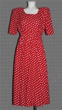 VTG E.D. MICHAELS Red White Polka Dots Fit & Flare Laced Front Dress Wm's 5/6