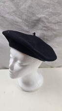 Sears Beret French Ladies Hat Black 100% Wool Stylish Winter Cap Elegant Vintage