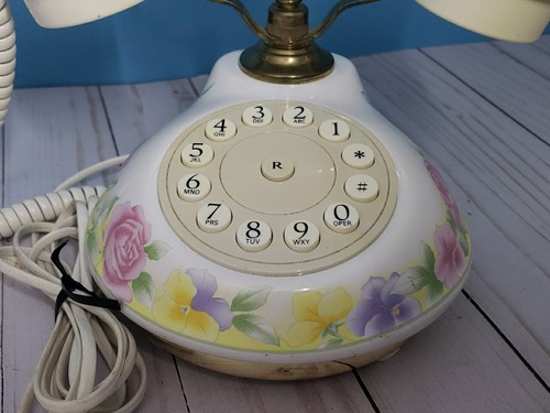 Hentak Limited LP-01 Antique Porcelain Gold Tone Telephone Floral Design - Works - Afbeelding 3 van 16