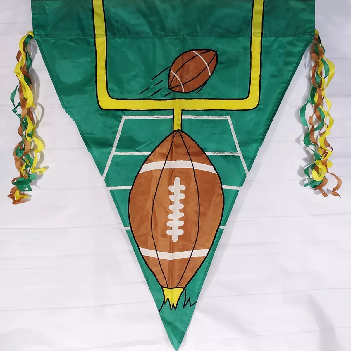 Football House Flag Streamers Pennant 28 x 39 Field Goal Yard Lines Two  Sided