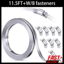 Adjustable Large Hose Clamps Worm Gear Stainless Steel Clamp 8 Fastener 11.5ft