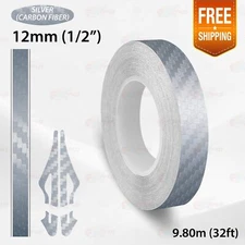 CARBON FIBER SILVER 1/2" 12mm PIN STRIPE Car Model Streamline TAPE Vinyl Sticker