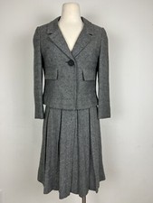 Vintage 1950s 1940s Montaldos Herringbone Wool Skirt Suit Set Tailored Elegance
