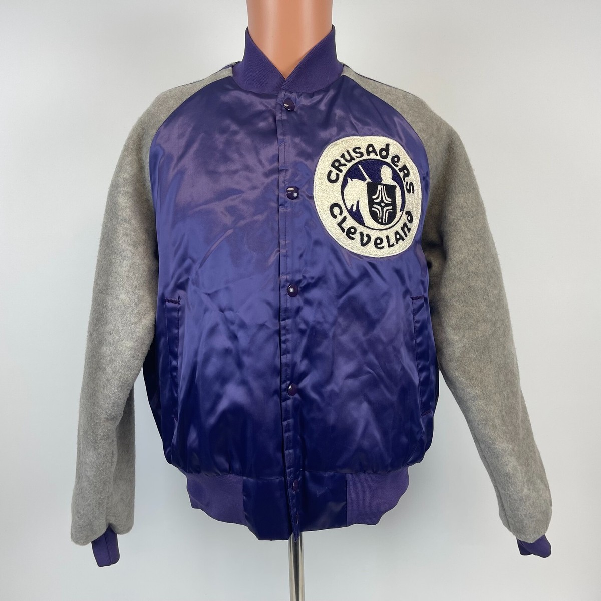 Cleveland Crusaders Satin Varsity Jacket Vtg 70s World Hockey 