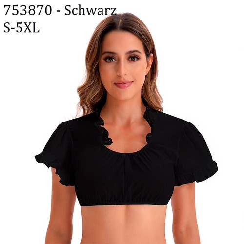 Elegante Dirndlbluse Trachtenbluse Kurzarmige Oktoberfest Multi-Style S-5XL Neu - Bild 26 von 28