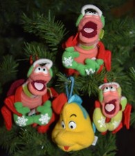 Lot of 4 Disney McDonalds Flounder Sebastian Plush Ornaments Little Mermaid Box