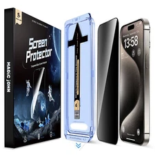 2Pack Privacy Glass Screen Protector For iPhone 15 14 13 12 11Pro Max MAGIC JOHN