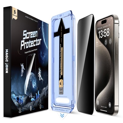 2Pack Privacy Glass Screen Protector For iPhone 15 14 13 12 11Pro Max MAGIC JOHN