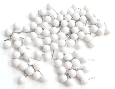 #ad NEW PACK OF 80 ROUND PUSH PINS WHITE 3 8quot; DIAMETER MAP PINS $8.99