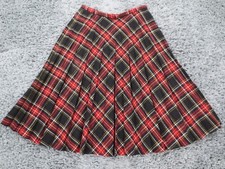 Vintage Century Boston Skirt Womens 0 Red Wool Blend Plaid Pleated Flare A-Line