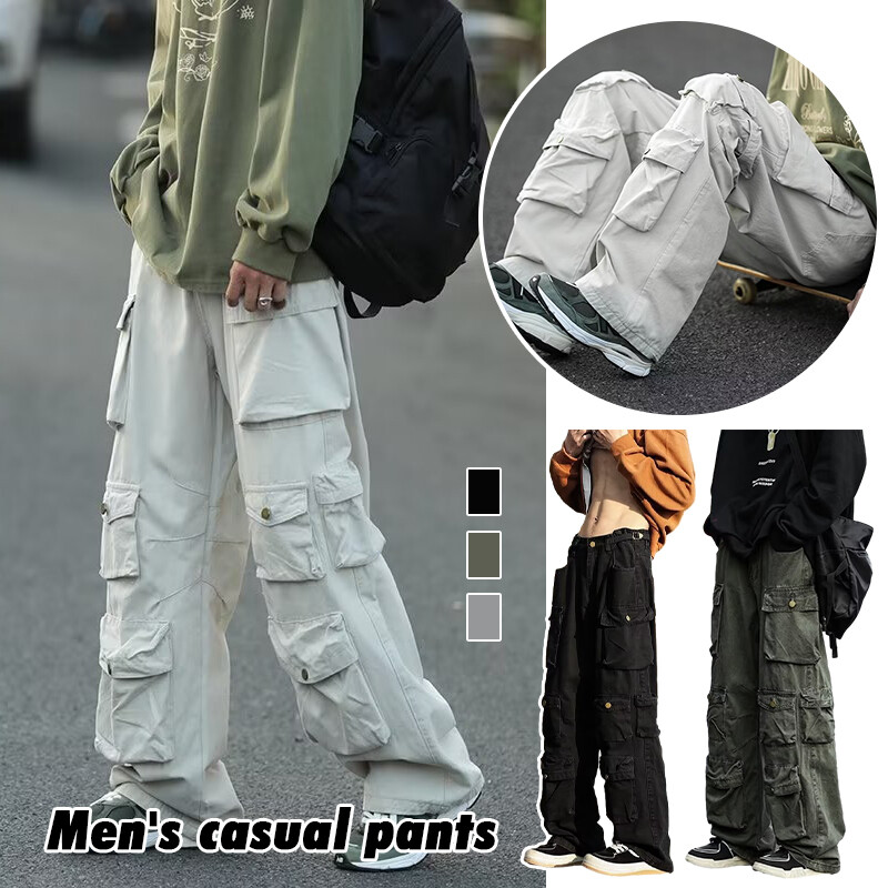 Cargo Pants Multi-pockets Men Loose Wide Leg Streetwear Hip-hop